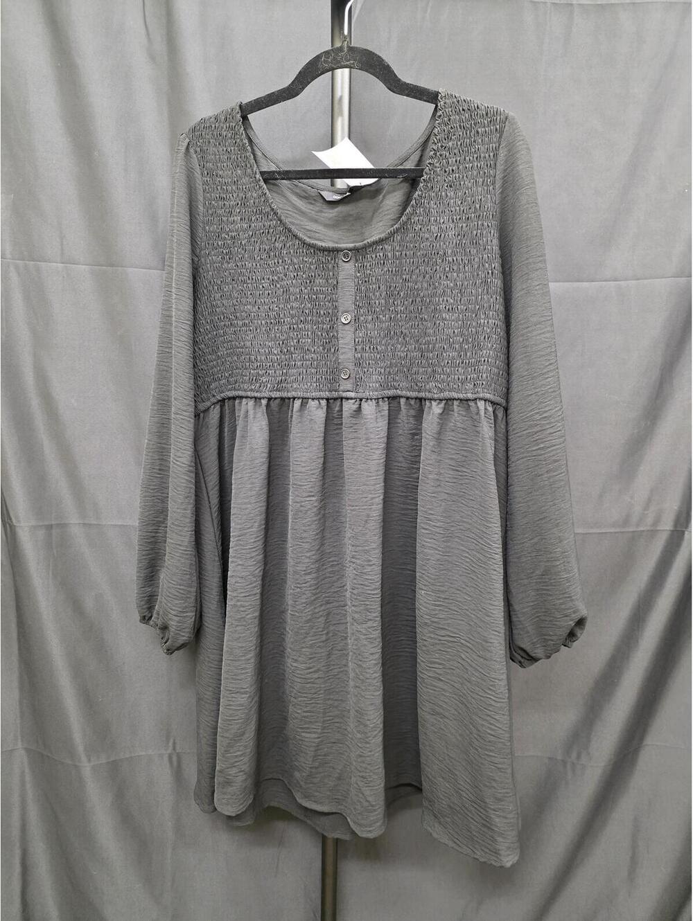 DOKOTOO WOMEN’S FALL LONG‑SLEEVE SMOCKED A‑LINE MINI DRESS BLACK SIZE L